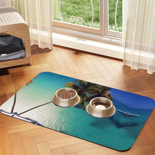 Strand-Tischdecke mit Kokosnuss-Motiv, saugfähig, Leder, geeignet für Hunde oder Katzen von WXCJWD