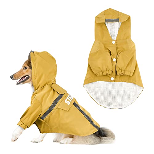 WXJ13 Hunde-Regenmantel, verstellbar, wasserdicht, Regenponcho mit reflektierendem Streifen und Loch für die Leine für kleine, mittelgroße Hunde von WXJ13