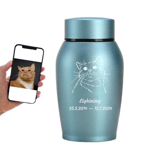 WXMYOZR Haustier Urnen für Katzen Asche, personalisierte Katze Urnen für Asche Edelstahl Lasergravur benutzerdefinierte Katze Einäscherung Urnen Katze Memorial Keepsake Urnen,Blau WXMYOZR Haustier Urnen für Katzen Asche, personalisierte Katze Urnen für Asche Edelstahl Lasergravur benutzerdefinierte Katze Einäscherung Urnen Katze Memorial Keepsake Urnen,Blau von WXMYOZR