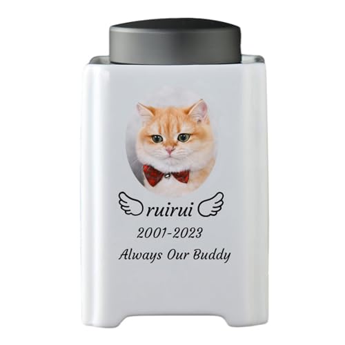 WXMYOZR Haustier Urnen für Katzen Asche, personalisierte Katze Urnen für Asche keramische benutzerdefinierte Haustier Einäscherung Urnen Katze Memorial Keepsake Urnen,Grau von WXMYOZR
