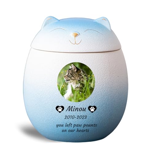 WXMYOZR Haustier Urnen für Katzen Asche personalisiert, Katze Urnen für Asche anpassbar, keramische Katze-förmige Urne Haustier Einäscherung Urnen Katze Memorial Keepsake Urnen,Blue White,Big WXMYOZR Haustier Urnen für Katzen Asche personalisiert, Katze Urnen für Asche anpassbar, keramische Katze-förmige Urne Haustier Einäscherung Urnen Katze Memorial Keepsake Urnen,Blue White,Big von WXMYOZR