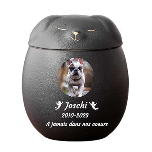 WXMYOZR Hund Urnen für Asche Personalisierte, Haustier Urnen für Hunde Asche, Keramik Hund geformt Urne Haustier Einäscherung Urnen Hund Memorial Keepsake Urnen,Schwarz,Big von WXMYOZR