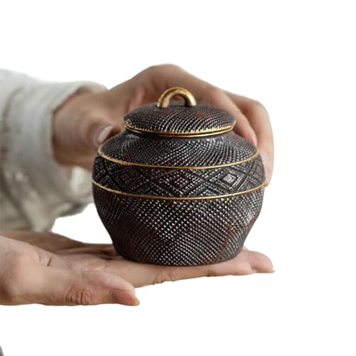 WXMYOZR Kleine Urnen für menschliche Asche, braune Keramik -Mini -Denkmal -Keepsake -Verbrennung von WXMYOZR