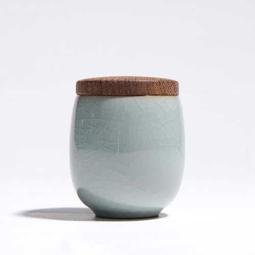 WXMYOZR Kleine Urnen für menschliche Asche Kursfrequenz, Celadon Keramik Ice Crack Memorial Andenken -Einäscherung,Blau,Small Ice Crack von WXMYOZR