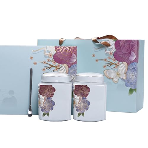 WXMYOZR Mittlere Urnen Für Asche Set Von 2, Schmetterlinge Über Blumen Keramikurne Kleine Urnen Für Menschliche Asche Keepsake Cremation Memorial Urnen Mit Premium Box von WXMYOZR