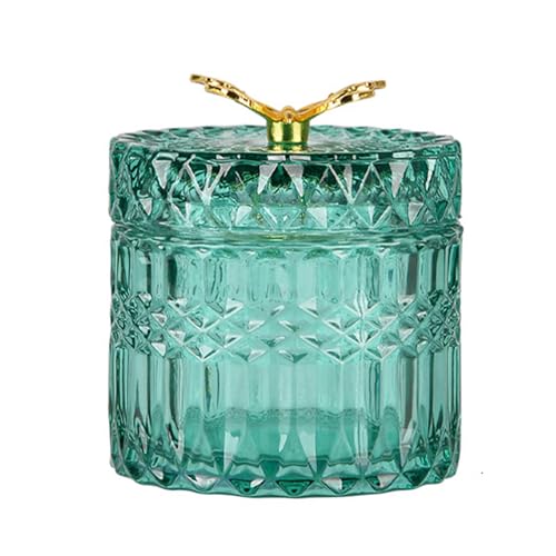 WXMYOZR Pet Hair Keepsake Memorial Box mit Schmetterlingsdeckel, Kleine Glasgedenkflasche für Haustierhaare/Asche Katzenhaarhaarbehälter,Grün von WXMYOZR