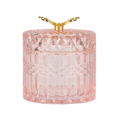 WXMYOZR Pet Hair Keepsake Memorial Box mit Schmetterlingsdeckel, Kleine Glasgedenkflasche für Haustierhaare/Asche Katzenhaarhaarbehälter,Rosa von WXMYOZR