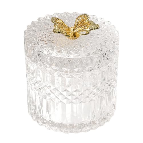 WXMYOZR Pet Hair Keepsake Memorial Box mit Schmetterlingsdeckel, Kleine Glasgedenkflasche für Haustierhaare/Asche Katzenhaarhaarbehälter,Weiß von WXMYOZR
