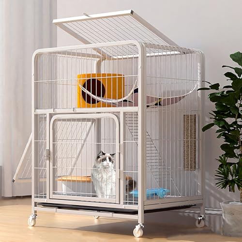 WXXSHGDW 2-Stöckige Katzenkäfige für Den Innenbereich mit Katzentoilette, Kleiner Katzenkäfig, Katzengehege mit Rädern für Einfaches Bewegen, mit 1 Bodenwanne für Einfache Reinigung, für 1-2 Katzen(Wh WXXSHGDW 2-Stöckige Katzenkäfige für Den Innenbereich mit Katzentoilette, Kleiner Katzenkäfig, Katzengehege mit Rädern für Einfaches Bewegen, mit 1 Bodenwanne für Einfache Reinigung, für 1-2 Katzen(Wh von WXXSHGDW