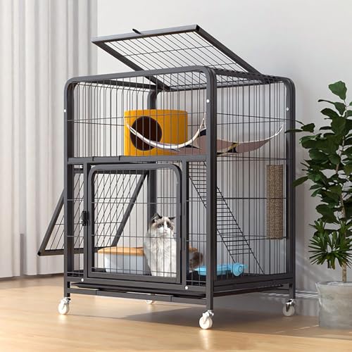 WXXSHGDW 2-Stöckige Katzenkäfige für Den Innenbereich mit Katzentoilette, Kleiner Katzenkäfig, Katzengehege mit Rädern für Einfaches Bewegen, mit 1 Bodenwanne für Einfache Reinigung, für 1-2 Katzen(Bl WXXSHGDW 2-Stöckige Katzenkäfige für Den Innenbereich mit Katzentoilette, Kleiner Katzenkäfig, Katzengehege mit Rädern für Einfaches Bewegen, mit 1 Bodenwanne für Einfache Reinigung, für 1-2 Katzen(Bl von WXXSHGDW