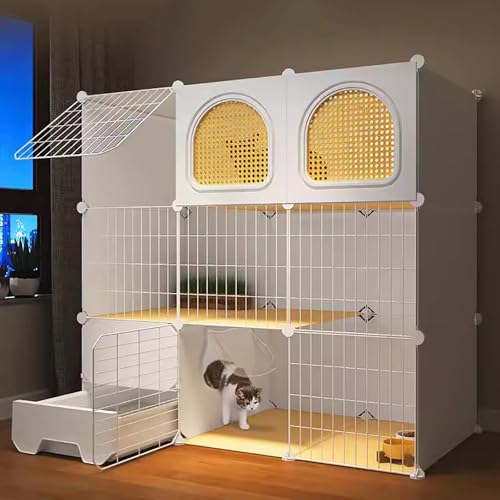 WXXSHGDW 3-Stöckige Katzenkäfig Indoor mit Katzentoilette, Katzenvilla für Den Innenbereich, DIY-Katzengehege, Katzenzwinger, für 1-2 Katzen WXXSHGDW 3-Stöckige Katzenkäfig Indoor mit Katzentoilette, Katzenvilla für Den Innenbereich, DIY-Katzengehege, Katzenzwinger, für 1-2 Katzen von WXXSHGDW