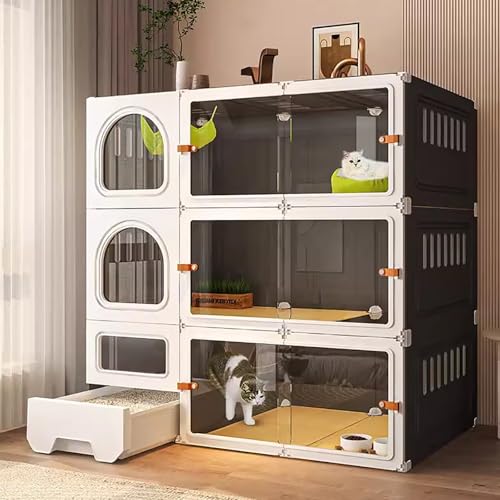 WXXSHGDW 3-Stöckiger Katzenkäfig Groß, Katzenkäfige für Den Innenbereich mit Katzentoilette, DIY-Katzenvilla, Katzengehege Extra Großer Platz, für 2-3 Katzen WXXSHGDW 3-Stöckiger Katzenkäfig Groß, Katzenkäfige für Den Innenbereich mit Katzentoilette, DIY-Katzenvilla, Katzengehege Extra Großer Platz, für 2-3 Katzen von WXXSHGDW