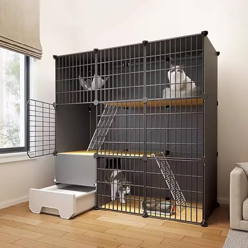WXXSHGDW Großer 3-Stöckiger Katzenkäfig, Katzenkäfige für Den Innenbereich mit Katzentoilette, Katzengehege, Abnehmbare Zwinger Aus Metalldraht, Einfach Zusammenzubauen, für 2-3 Katzen WXXSHGDW Großer 3-Stöckiger Katzenkäfig, Katzenkäfige für Den Innenbereich mit Katzentoilette, Katzengehege, Abnehmbare Zwinger Aus Metalldraht, Einfach Zusammenzubauen, für 2-3 Katzen von WXXSHGDW