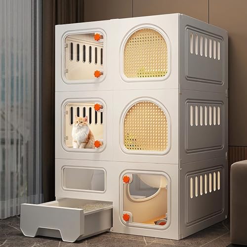 WXXSHGDW Großer Katzenkäfig mit 3 Ebenen, Katzenkäfig Indoor mit Katzentoilette, Katzengehege, DIY-Katzenvilla, Belüftungsdesign, für 1-2 Katzen WXXSHGDW Großer Katzenkäfig mit 3 Ebenen, Katzenkäfig Indoor mit Katzentoilette, Katzengehege, DIY-Katzenvilla, Belüftungsdesign, für 1-2 Katzen von WXXSHGDW