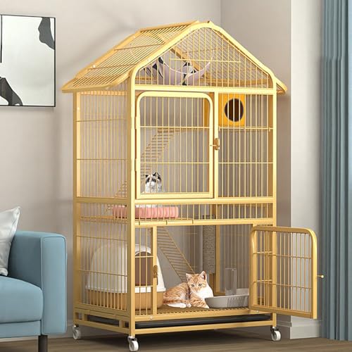 WXXSHGDW Großer Katzenkäfig mit 4 Ebenen, Katzenhütten für Hauskatzen mit Rädern, Stabile Katzenkäfige Aus Metall, Katzengehege für Den Innenbereich Bietet Platz für 3 Erwachsene Katzen WXXSHGDW Großer Katzenkäfig mit 4 Ebenen, Katzenhütten für Hauskatzen mit Rädern, Stabile Katzenkäfige Aus Metall, Katzengehege für Den Innenbereich Bietet Platz für 3 Erwachsene Katzen von WXXSHGDW