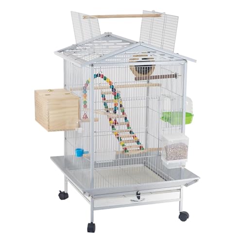 WXXSHGDW Käfig Vogel, Wellensittich Käfig mit Rad, Vogelkäfig Groß, mit Brutkasten, Futterspender, Vogelnest, Badewanne, Schaukel, für Wellensittiche, Sittiche, Conures, Nymphensittiche WXXSHGDW Käfig Vogel, Wellensittich Käfig mit Rad, Vogelkäfig Groß, mit Brutkasten, Futterspender, Vogelnest, Badewanne, Schaukel, für Wellensittiche, Sittiche, Conures, Nymphensittiche von WXXSHGDW