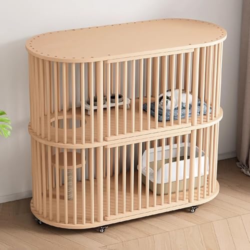 WXXSHGDW Katzenkäfig Aus Massivholz, 2-Stöckige Katzenkäfig Indoor, Katzengehege mit 360 ° Belüftung, Katzenvilla für Den Innenbereich mit Rädern, Katzenloch-Design, für 1-2 Katzen WXXSHGDW Katzenkäfig Aus Massivholz, 2-Stöckige Katzenkäfig Indoor, Katzengehege mit 360 ° Belüftung, Katzenvilla für Den Innenbereich mit Rädern, Katzenloch-Design, für 1-2 Katzen von WXXSHGDW