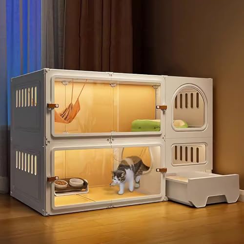 WXXSHGDW Katzenkäfig Indoor, Großer Katzenkäfig mit 2 Ebenen und Katzentoilette, Katzengehege, Extra Großer Platz, Belüftungsdesign, für 1-2 Katzen WXXSHGDW Katzenkäfig Indoor, Großer Katzenkäfig mit 2 Ebenen und Katzentoilette, Katzengehege, Extra Großer Platz, Belüftungsdesign, für 1-2 Katzen von WXXSHGDW