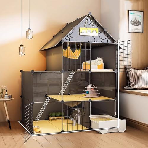 WXXSHGDW Katzenkäfig Indoor, Katzenkäfig mit Katzentoilette, Katzengehege, Große Katzenvilla, Katzenzwinger für Den Innenbereich, Extra Großer Platz, für 2-3 Katzen WXXSHGDW Katzenkäfig Indoor, Katzenkäfig mit Katzentoilette, Katzengehege, Große Katzenvilla, Katzenzwinger für Den Innenbereich, Extra Großer Platz, für 2-3 Katzen von WXXSHGDW