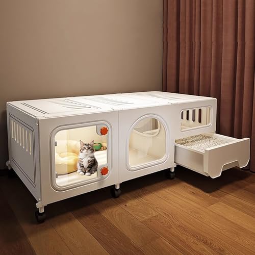 WXXSHGDW Katzenkäfig Indoor, Kleine Katzenkäfig mit Rädern, Katzengehege, Katzenvilla für Den Innenbereich, Katzenkäfige für Den Innenbereich mit Katzentoilette, für 1-2 Katzen WXXSHGDW Katzenkäfig Indoor, Kleine Katzenkäfig mit Rädern, Katzengehege, Katzenvilla für Den Innenbereich, Katzenkäfige für Den Innenbereich mit Katzentoilette, für 1-2 Katzen von WXXSHGDW