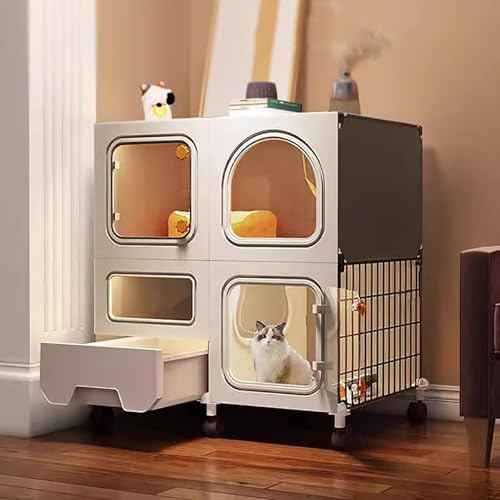 WXXSHGDW Katzenkäfig Indoor mit Katzentoilette, 2-Stöckiges Katzengehege, Katzenvilla, Katzenzwinger für Den Innenbereich, Extra Großer Platz, für 1-2 Katzen WXXSHGDW Katzenkäfig Indoor mit Katzentoilette, 2-Stöckiges Katzengehege, Katzenvilla, Katzenzwinger für Den Innenbereich, Extra Großer Platz, für 1-2 Katzen von WXXSHGDW
