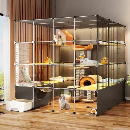 WXXSHGDW Katzenkäfig Indoor mit Katzentoilette, Großer Katzenkäfig, DIY-Katzengehege, 4-Stöckige Katzenvilla, Extra Großer Platz, für 2–4 Katzen WXXSHGDW Katzenkäfig Indoor mit Katzentoilette, Großer Katzenkäfig, DIY-Katzengehege, 4-Stöckige Katzenvilla, Extra Großer Platz, für 2–4 Katzen von WXXSHGDW