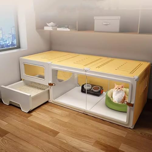 WXXSHGDW Katzenkäfig Indoor mit Katzentoilette, Katzenhütte für Den Innenbereich, Katzengehege mit Katzenbett und Katzennapf, für 1-2 Katzen WXXSHGDW Katzenkäfig Indoor mit Katzentoilette, Katzenhütte für Den Innenbereich, Katzengehege mit Katzenbett und Katzennapf, für 1-2 Katzen von WXXSHGDW