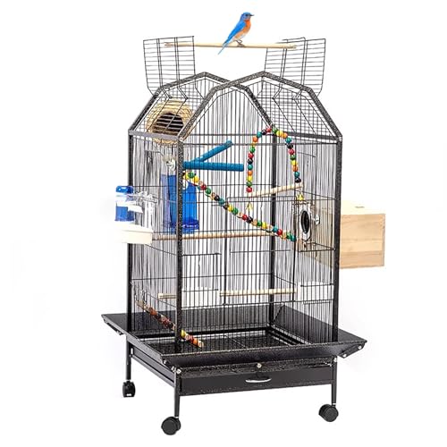WXXSHGDW Vogelkäfig Wellensittich, Papageienkäfig, Vogelkäfig Groß, Wellensittich Käfig, Vogelkäfig aus Metall, mit Rädern, Brutkasten, Tablett, Futterspender WXXSHGDW Vogelkäfig Wellensittich, Papageienkäfig, Vogelkäfig Groß, Wellensittich Käfig, Vogelkäfig aus Metall, mit Rädern, Brutkasten, Tablett, Futterspender von WXXSHGDW