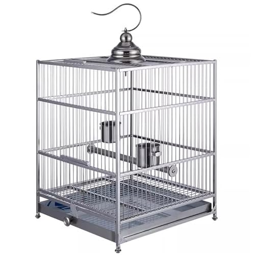 WXXSHGDW Vogelkäfig aus Edelstahl, Wellensittich Käfig, Papageienkäfig mit Futternapf, Standstange, Tablett, für Papageien, Sittiche, Unzertrennliche, Nymphensittiche WXXSHGDW Vogelkäfig aus Edelstahl, Wellensittich Käfig, Papageienkäfig mit Futternapf, Standstange, Tablett, für Papageien, Sittiche, Unzertrennliche, Nymphensittiche von WXXSHGDW