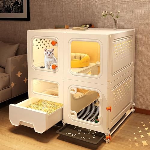 WXXSHGDW WXXZCE 2-Stöckiger Kleiner Katzenkäfig mit Katzentoilette, Katzenkäfig Indoor Katzengehege, 2 Türen, für 1-2 Katzen WXXSHGDW WXXZCE 2-Stöckiger Kleiner Katzenkäfig mit Katzentoilette, Katzenkäfig Indoor Katzengehege, 2 Türen, für 1-2 Katzen von WXXSHGDW