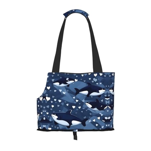 Blaue Killerwal bedruckte Haustier-Umhängetasche, speziell für kleine Hunde und Katzen, multifunktionale Schulter und Handtasche Blaue Killerwal bedruckte Haustier-Umhängetasche, speziell für kleine Hunde und Katzen, multifunktionale Schulter und Handtasche von WXXWXD
