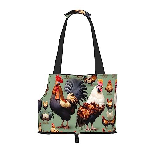 Hahn und Huhn bedruckte Haustier-Umhängetasche, speziell für kleine Hunde und Katzen, multifunktionale Schulter und Handtasche Hahn und Huhn bedruckte Haustier-Umhängetasche, speziell für kleine Hunde und Katzen, multifunktionale Schulter und Handtasche von WXXWXD
