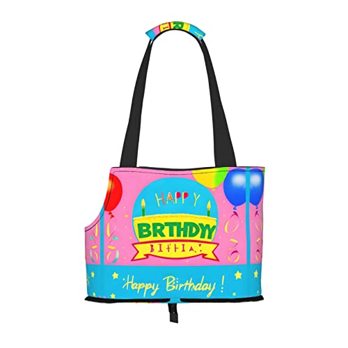 Happy Birthday Ballon bedruckte Haustier-Umhängetasche, speziell für kleine Hunde und Katzen, multifunktionale Schulter und Handtasche Happy Birthday Ballon bedruckte Haustier-Umhängetasche, speziell für kleine Hunde und Katzen, multifunktionale Schulter und Handtasche von WXXWXD