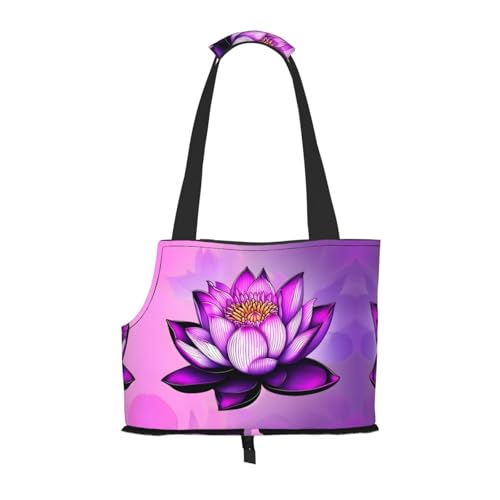 Lila Lotus bedruckte Haustier-Umhängetasche, speziell für kleine Hunde und Katzen, multifunktionale Schulter und Handtasche Lila Lotus bedruckte Haustier-Umhängetasche, speziell für kleine Hunde und Katzen, multifunktionale Schulter und Handtasche von WXXWXD