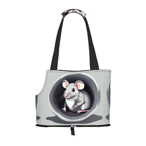 Maus im Loch bedruckte Haustier-Umhängetasche, speziell für kleine Hunde und Katzen, multifunktionale Schulter und Handtasche von WXXWXD