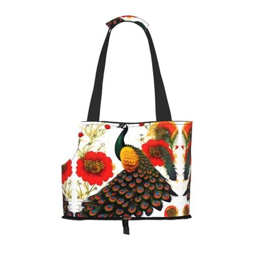 Peacock Red Flower Printed Pet Umhängetasche, speziell für kleine Hunde und Katzen, multifunktionale Schulter und Handtasche Peacock Red Flower Printed Pet Umhängetasche, speziell für kleine Hunde und Katzen, multifunktionale Schulter und Handtasche von WXXWXD