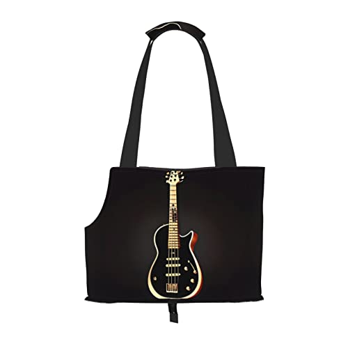 Schwarze Gitarre bedruckte Haustier-Umhängetasche, speziell für kleine Hunde und Katzen, multifunktionale Schulter und Handtasche Schwarze Gitarre bedruckte Haustier-Umhängetasche, speziell für kleine Hunde und Katzen, multifunktionale Schulter und Handtasche von WXXWXD