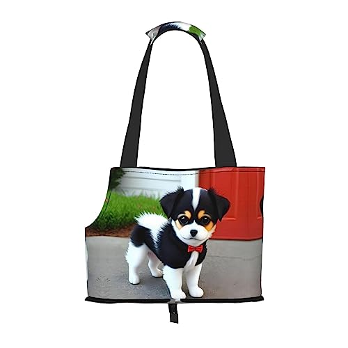 Schwarze und weiße Welpe bedruckte Haustier-Umhängetasche, speziell für kleine Hunde und Katzen, multifunktionale Schulter und Handtasche Schwarze und weiße Welpe bedruckte Haustier-Umhängetasche, speziell für kleine Hunde und Katzen, multifunktionale Schulter und Handtasche von WXXWXD