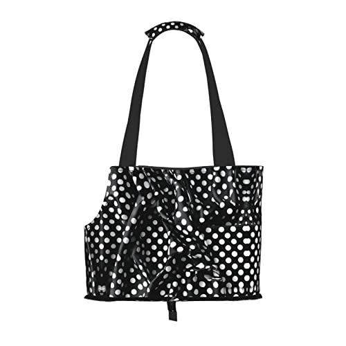 Schwarze und weiße gewellte Punkte bedruckte Haustier-Umhängetasche, speziell für kleine Hunde und Katzen, multifunktionale Schulter und Handtasche Schwarze und weiße gewellte Punkte bedruckte Haustier-Umhängetasche, speziell für kleine Hunde und Katzen, multifunktionale Schulter und Handtasche von WXXWXD
