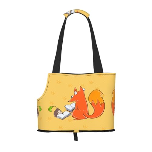 Sonnenblumenkerne und Füchse bedruckte Haustier-Umhängetasche, speziell für kleine Hunde und Katzen, multifunktionale Schulter und Handtasche von WXXWXD