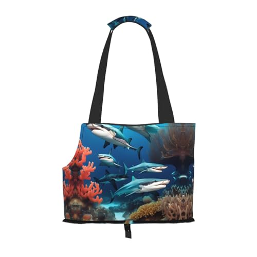 U-Boot Shark Coral bedruckte Haustier-Umhängetasche, speziell für kleine Hunde und Katzen, multifunktionale Schulter und Handtasche von WXXWXD