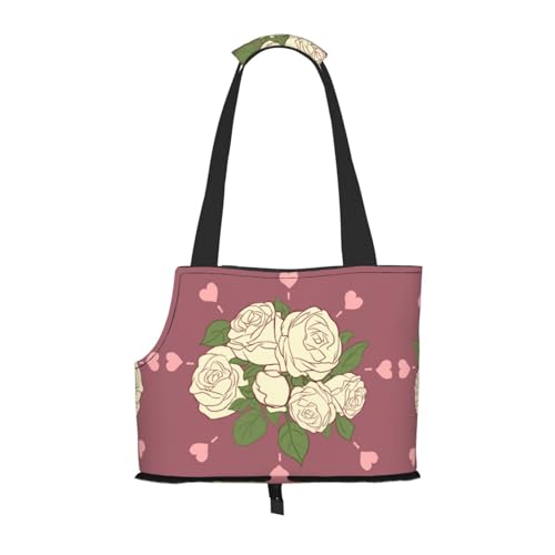 Weiße Rose der Liebe bedruckte Haustier-Umhängetasche, speziell für kleine Hunde und Katzen, multifunktionale Schulter und Handtasche Weiße Rose der Liebe bedruckte Haustier-Umhängetasche, speziell für kleine Hunde und Katzen, multifunktionale Schulter und Handtasche von WXXWXD