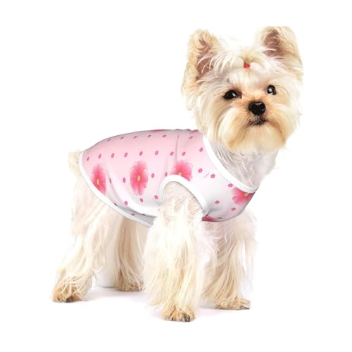 Blooming Carnations Hunde-T-Shirt, weich, cool, ärmellos, gestreift, atmungsaktiv, für Welpen, Kätzchen, Katzen, Größe S von WXZYFP
