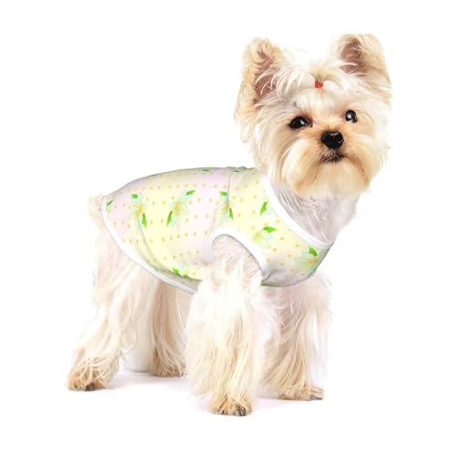 Blooming Narzissen kleine dehnbare Hunde-T-Shirts, weich, cool, ärmellos, gestreift, atmungsaktiv, Kleidung für Welpen, Kätzchen, Katzen, Größe S von WXZYFP