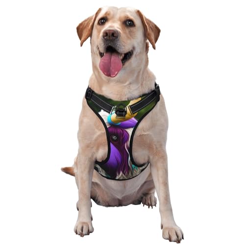 Bunte Hundeweste mit Kuhkopf, groß, bedruckt, atmungsaktiv, reflektierendes Design, verstellbar, mit Leine, geeignet für den Außenbereich von WXZYFP