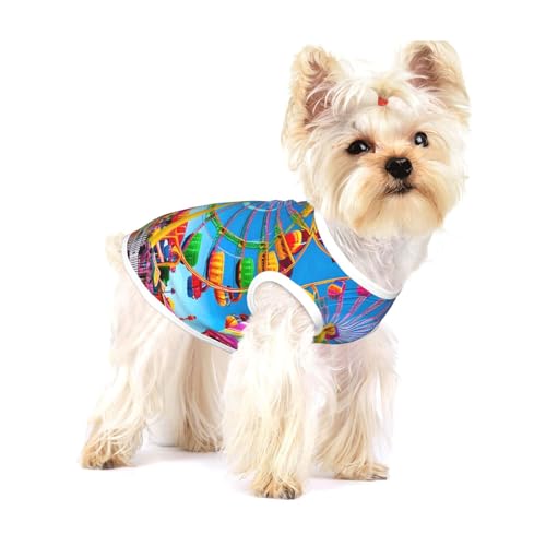 Corlorful Park Hunde-T-Shirt, dehnbar, weich, kühl, ärmellos, gestreift, atmungsaktiv, für Welpen, Kätzchen, Katzen, Größe S von WXZYFP