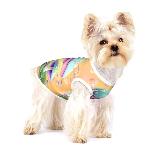 Fantasy Mushroom Small Stretchy Dog T-Shirts Soft Cool Sleeveless Stripe Vests Breathable Clothes for Puppy Kitty Cats Small von WXZYFP