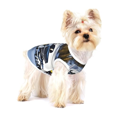 Fortschrittliches Schneemobil Hunde-T-Shirt, mittelgroß, dehnbar, weich, cool, ärmellos, gestreift, atmungsaktiv, Kleidung für Welpen, Kätzchen, Katzen, Größe S von WXZYFP