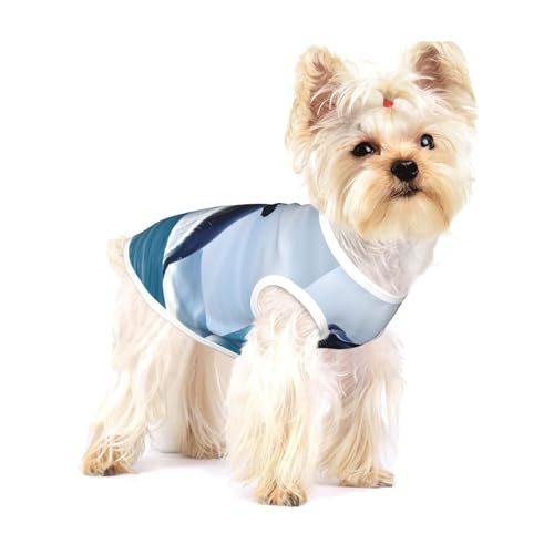 Große dehnbare Hunde-T-Shirts, Whales at See, weich, cool, ärmellos, gestreift, atmungsaktiv, Kleidung für Welpen, Kätzchen, Katzen, Größe S von WXZYFP