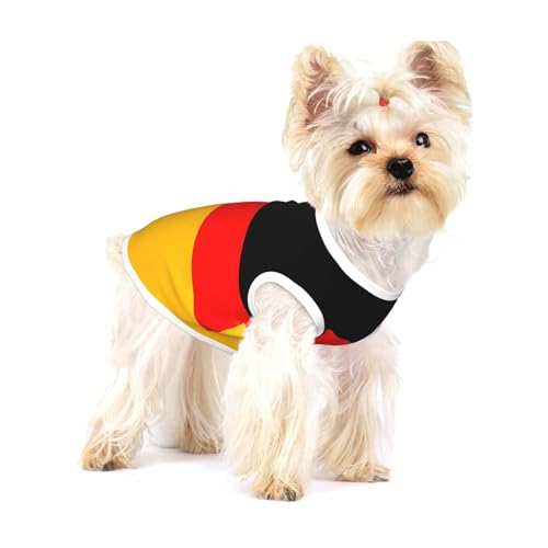 Große dehnbare Hunde-T-Shirts mit Deutschland-Flagge, weich, cool, ärmellos, gestreift, atmungsaktiv, Kleidung für Welpen, Kätzchen, Katzen, klein von WXZYFP